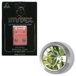 STUDEX Birthstone studs - mini bezel s/s - august / peridot